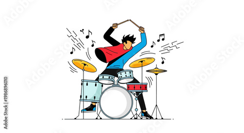 An energetic drummer performing with passion