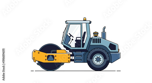 Road Roller Machine for Construction Work Illustration