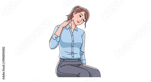 Young business woman suffering from neck pain and muscle strain
