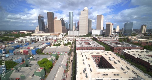Downtown Houston Skyline from Midtown – Aerial Drone