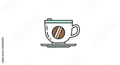 Coffee Cup with Coffee Bean Design.