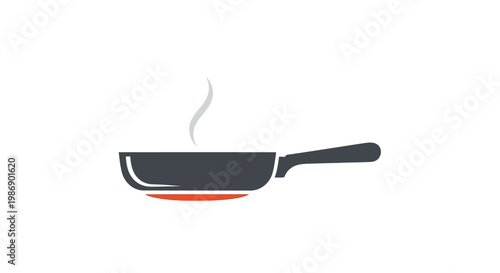 Black frying pan with handle.