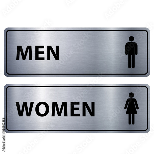 Standard Men Women Restroom Sign - Silver 1 Set (2 pcs)