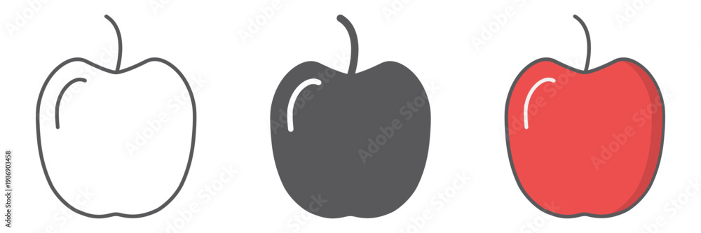 Fototapeta premium Apple line icon, vitamin and food, fruit sign, vector graphics, a linear pattern on a white background.