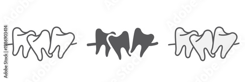 Crooked teeth line icon, dental and dentistry, cavity sign, vector graphics, a linear pattern on a white background.