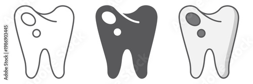Caries line icon, dentistry and teeth, sick tooth sign, vector graphics, a linear pattern on a white background.