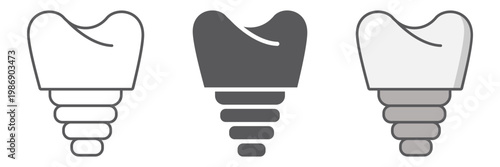 Dental implant line icon, teeth and dentistry, implant tooth sign, vector graphics, a linear pattern on a white background.