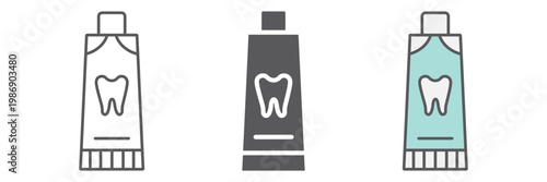 Toothpaste line icon, dental and tube, tooth care sign, vector graphics, a linear pattern on a white background.