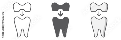 Dental crown line icon, teeth and dentistry, tooth sign, vector graphics, a linear pattern on a white background.