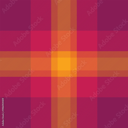 Birthday textile check tartan, gentle fabric pattern texture. Sale background seamless vector plaid in pink and orange colors.