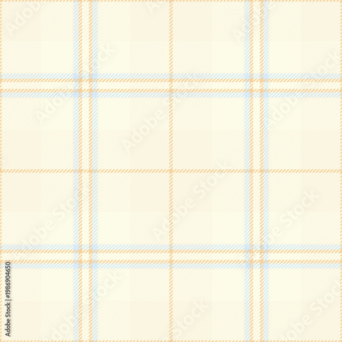 Tissue check fabric plaid, famous background seamless vector. Mexico texture textile tartan pattern in beige and light yellow colors.