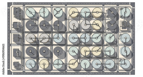 Aerial View of a Wastewater Treatment Plant Layout.