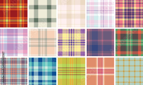 Creative plaid collection digital products. The pack supports wallpapers, mockups, downloads. Vector adaptability ensures compatibility.