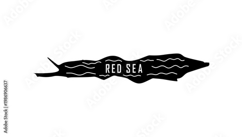 Red Sea Outline Map, black isolated silhouette