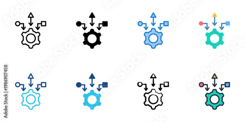Outsourcing icons set multiple style collection. Editable stroke 
