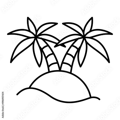 icon of island head tree in line style designed for tropical apps travel branding and island content