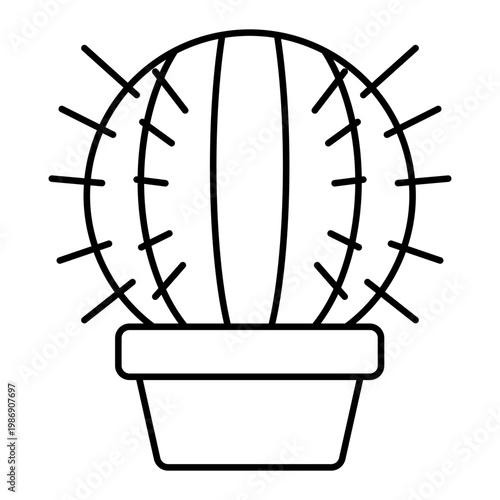 icon of ornamental cactus in line style designed for decor apps plant branding and minimal design