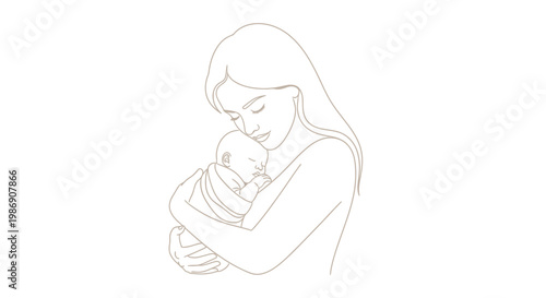 A woman tenderly holds and kisses a baby in her arms lovingly indoors.