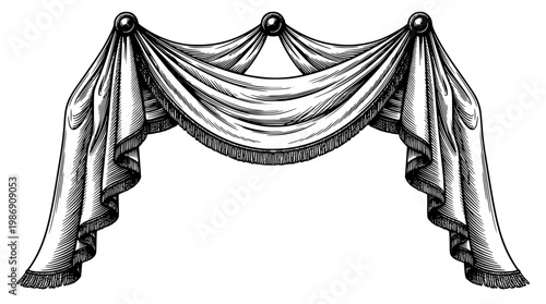 Elegant draped curtain design with tassels and fringes