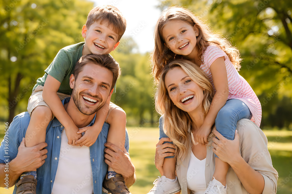 Fototapeta premium Family smiling together outdoors