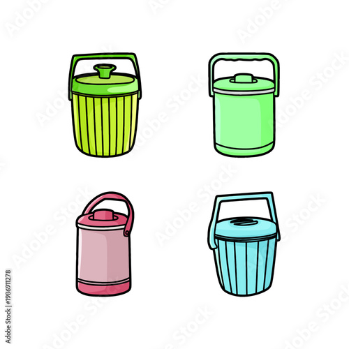 four simple vector ice flasks with handles on top