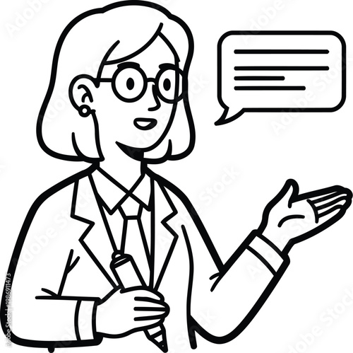 Businesswoman speaking with speech bubble