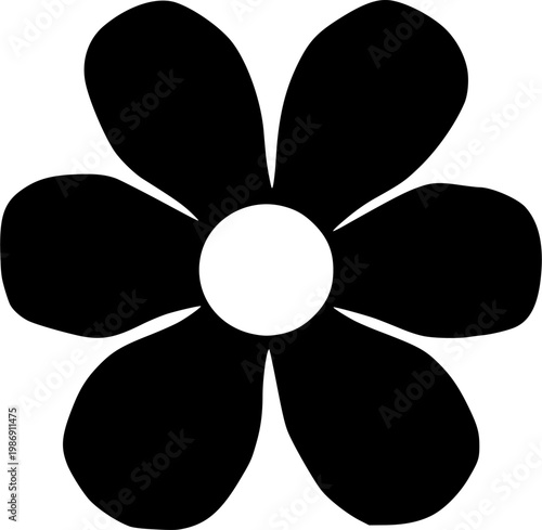 Minimalist Black Flower Silhouette Vector Icon Set for Modern Design