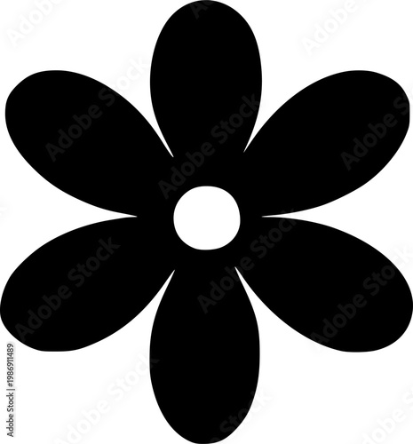 Minimalist Black Flower Silhouette Vector Icon Set for Modern Design