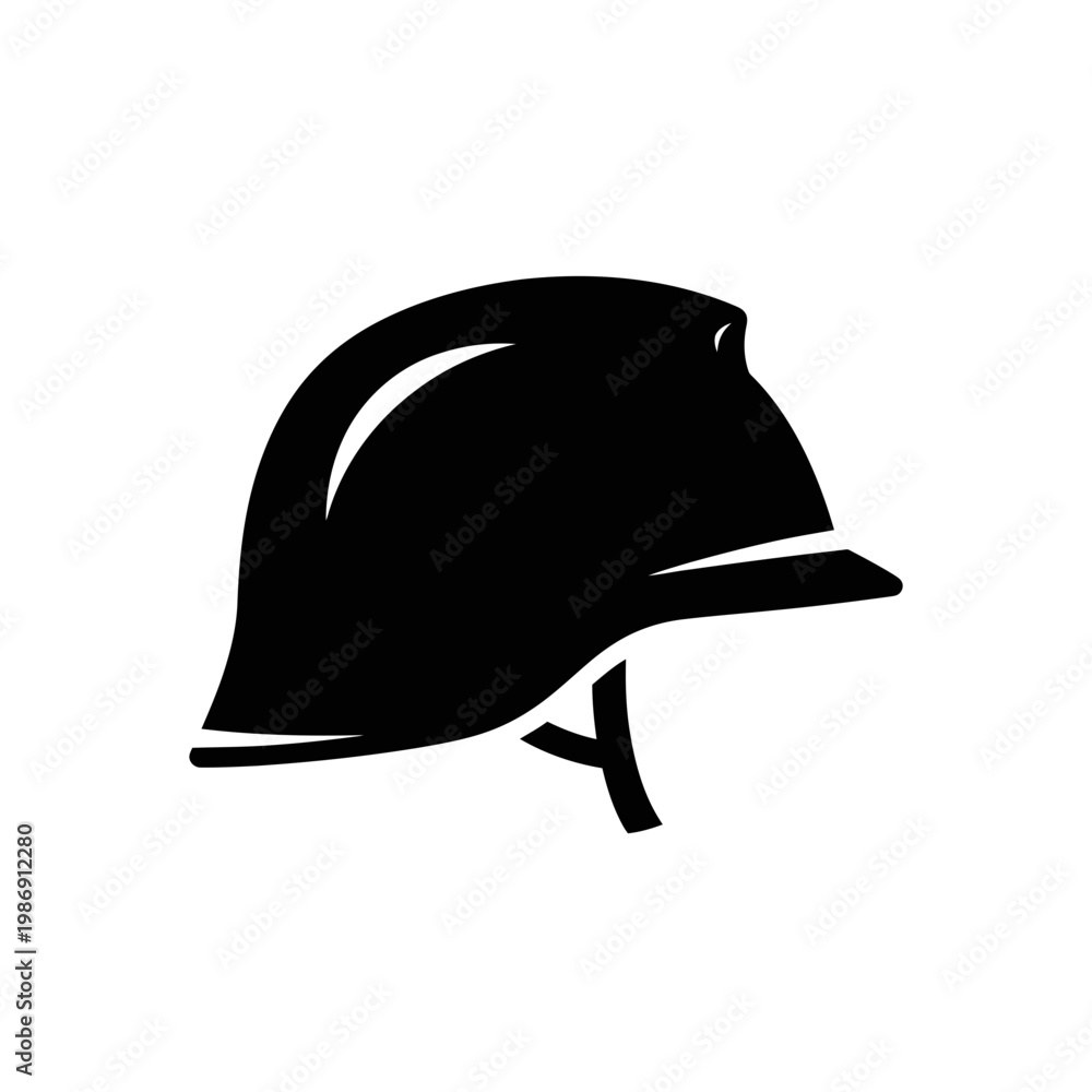 Fototapeta premium minimalist black soldier helmet icon isolated on transparent background