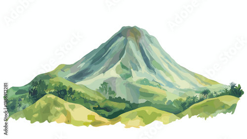 Pico C?o Grande. Pico C?o Grande hand drawn watercolor illustration on white background