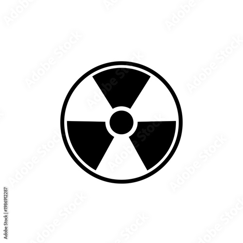 minimalist black nuclear radiation hazard symbol on transparent background