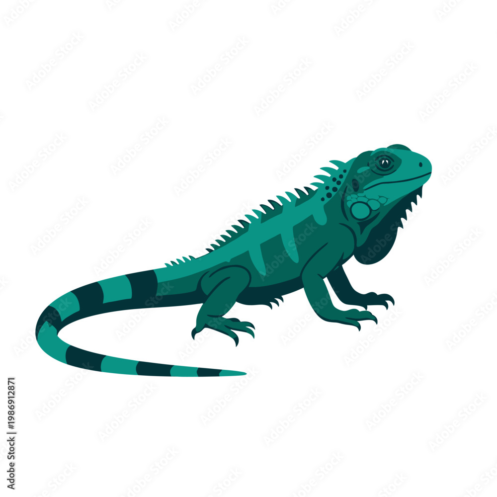 Naklejka premium Green Iguana Reptile Illustration Isolated on White Background