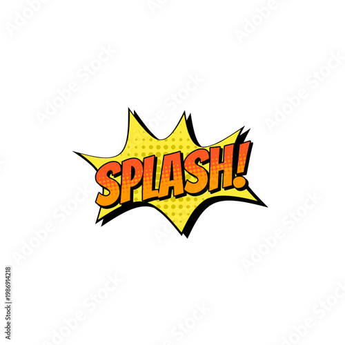 Splash! A Retro Comic Book Sound Effect Burst with Vibrant Yellow and Orange Accents