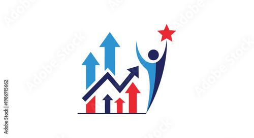 Businessman Reaching For Success Star.