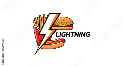 Lightning Fast Food Burger Logo.