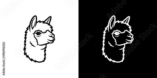 Alpaca Head Logo Design Featuring a Minimalist Cute Vector Outline