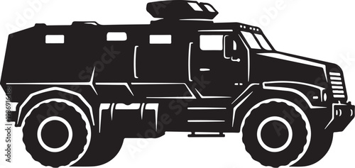 Black military truck, armored vehicle, combat transport, tactical SUV