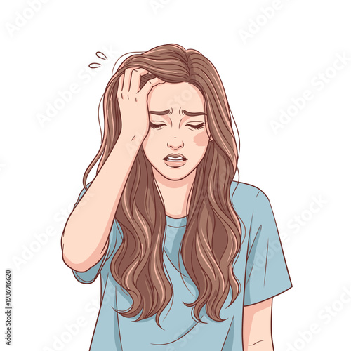 Woman with hand on forehead stressed 2.