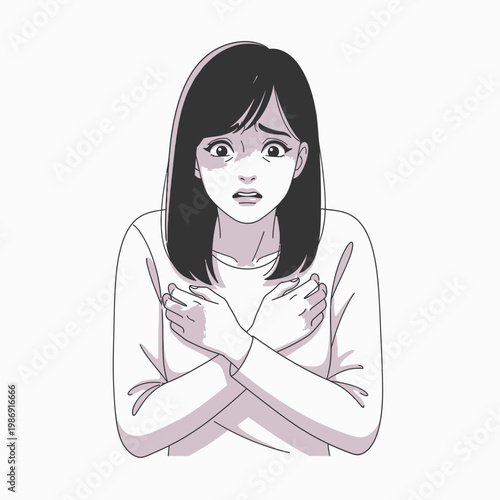 Woman with Hands Clasped Across Chest.