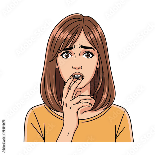 Woman with hand on mouth looking surprised.