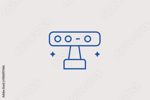 Depth-sensing camera or motion sensor bar for interactive gaming. Functional Vector Illustration and line icon is perfect for gesture control hardware and room-scale tracking.