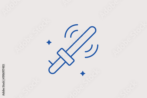 Handheld magic wand or controller with motion lines for interactive apps. Playful Vector Illustration and line icon is perfect for gaming, creative tools, and gesture magic.