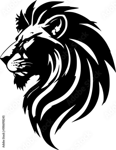 Lion head silhouette vector icon for professional logo design
