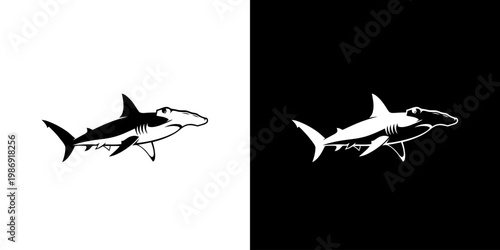 Hammerhead Shark Logo Silhouette for Sports Team and Coastal Apparel Branding