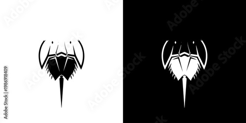 Horseshoe Crab Logo Illustration in Minimalist Style