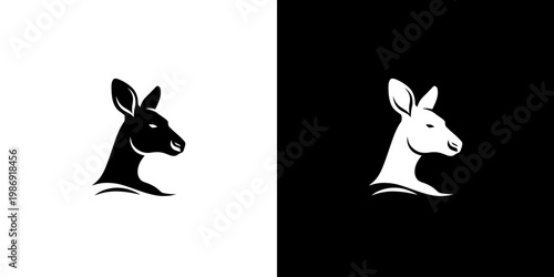 Kangaroo Head Logo Icon Set in Minimalist Style