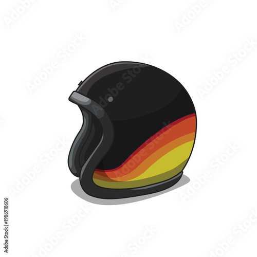 Fotografía Helmet with gradient colors of black, red, orange, and yellow