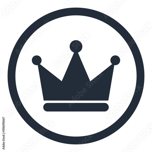 Circle icon with crown symbol inside royalty and nobility concept icon