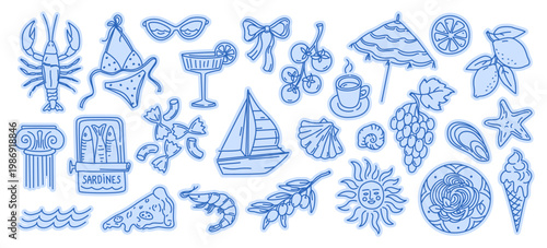 Italian travel and vacation stickers, Mediterranean lifestyle