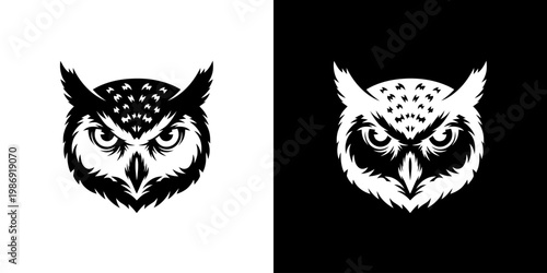 Owl Head Logo Minimalist Vector Emblem for Sports Team or Business Branding